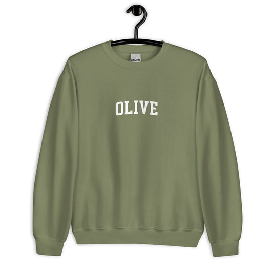 Olive Sweatshirt - Arched Font